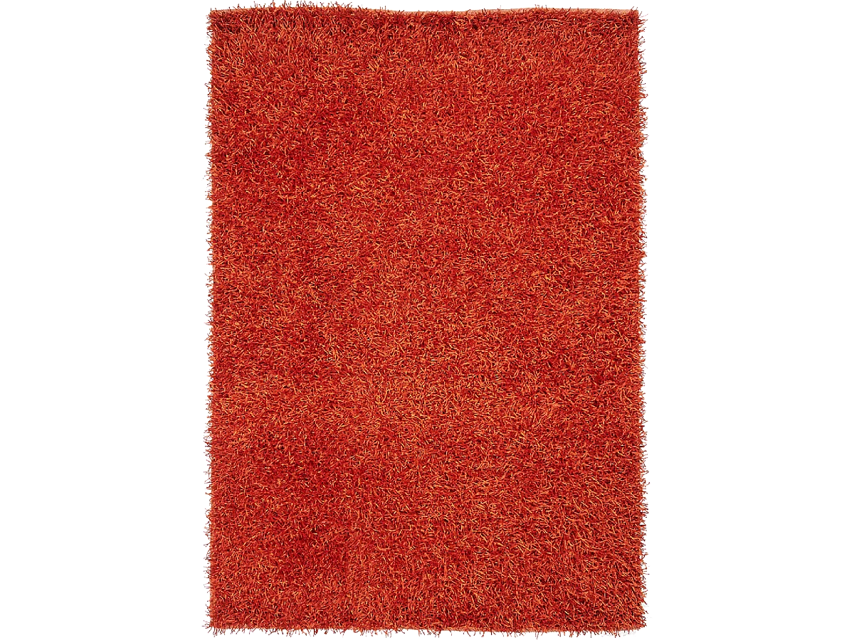 Tapis shaggy 140x200 rectangle fait main rouge et orange motif uni STAROD