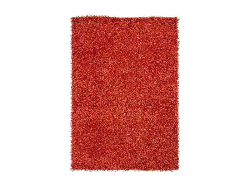 Tapis shaggy 140x200 rectangle fait main rouge et orange motif uni STAROD