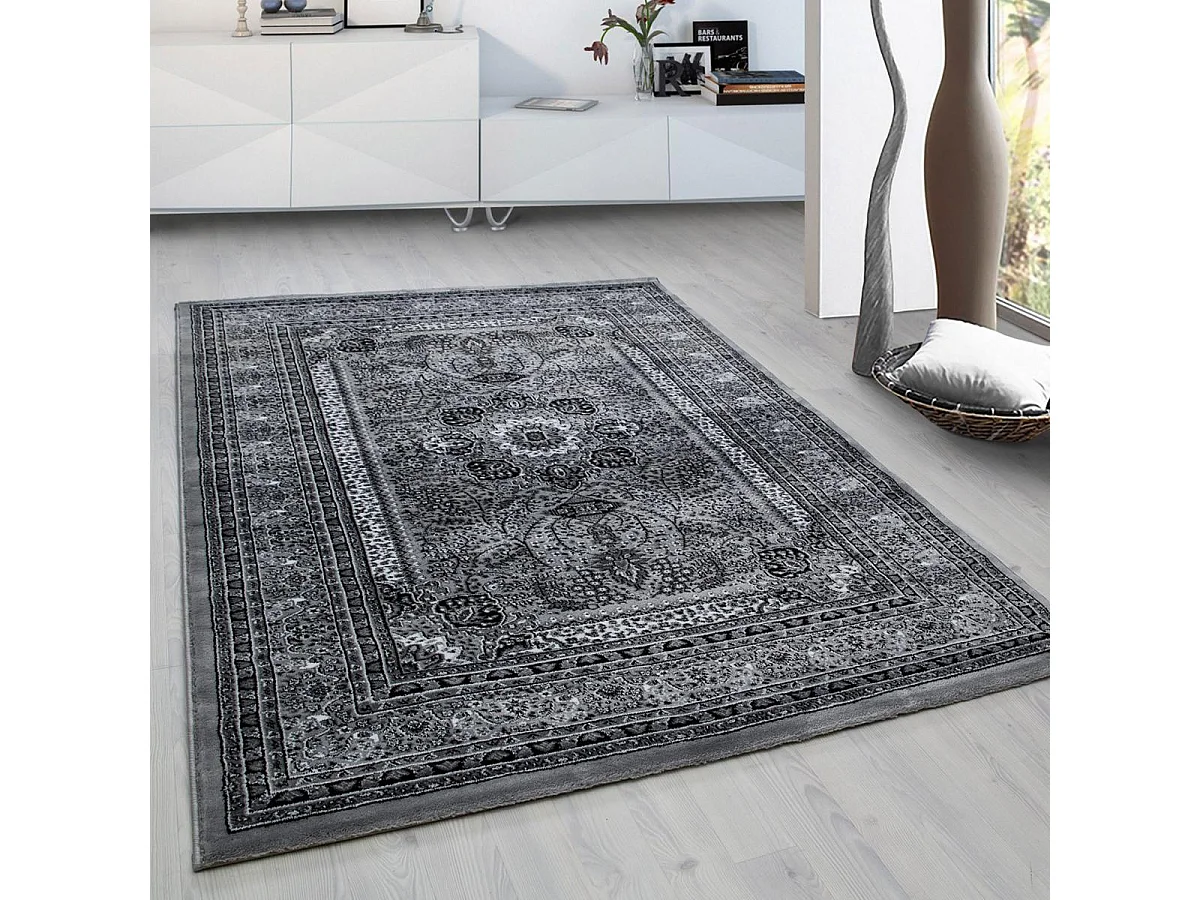 Tapis orient 120x170 rectangle gris tissé motifs orientaux BISKO
