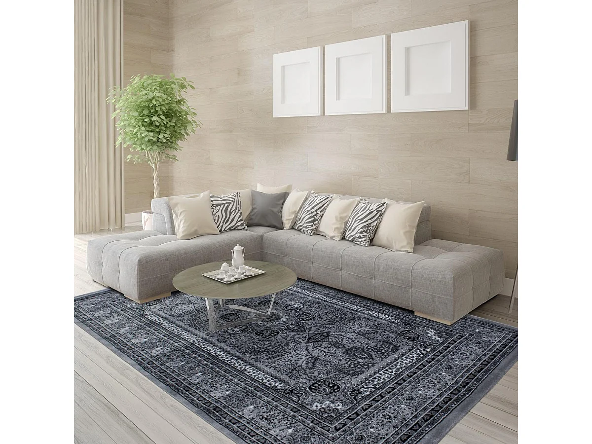 Tappeto orientale 120x170 rettangolo grigio intrecciato con motivi orientali BISKO