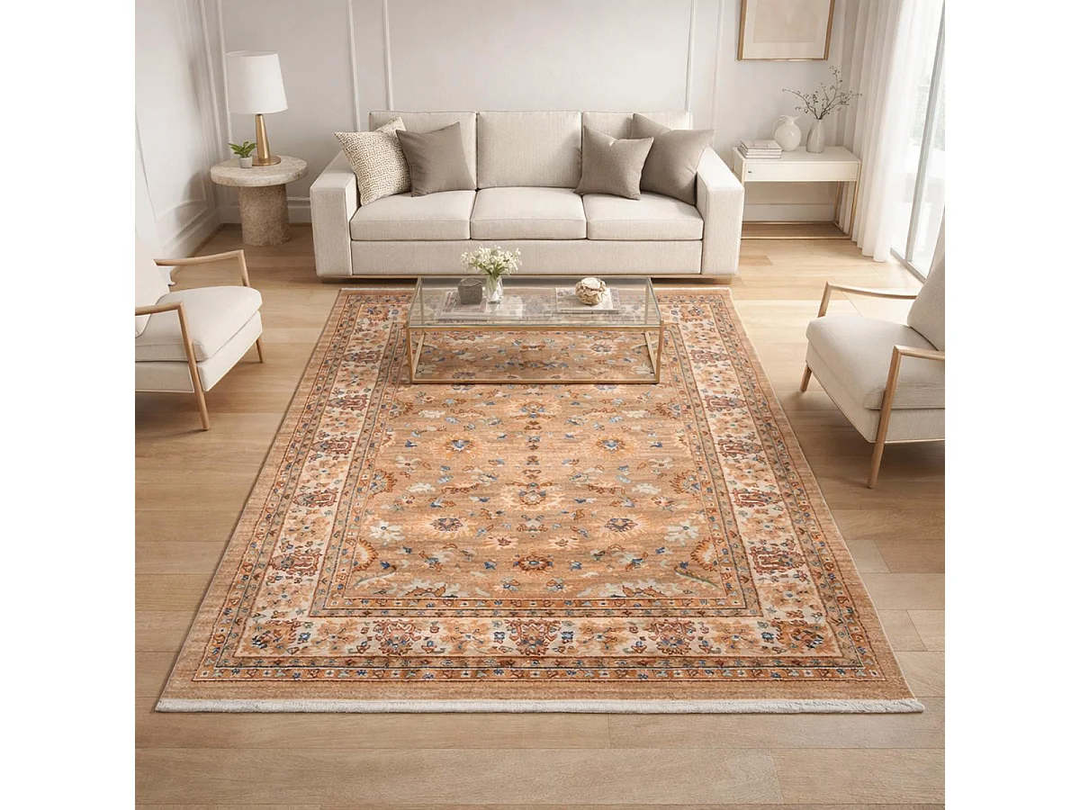 Tappeto orientale 80x300 rettangolo beige e avorio tessuto modello tradizionale CHOBAY G