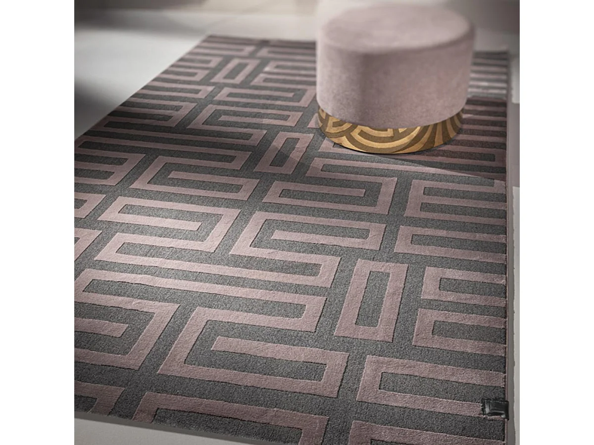 tappeto per camera 160x230 intrecciato disegno geometrico rettangolo rosa e grigio CONRAD