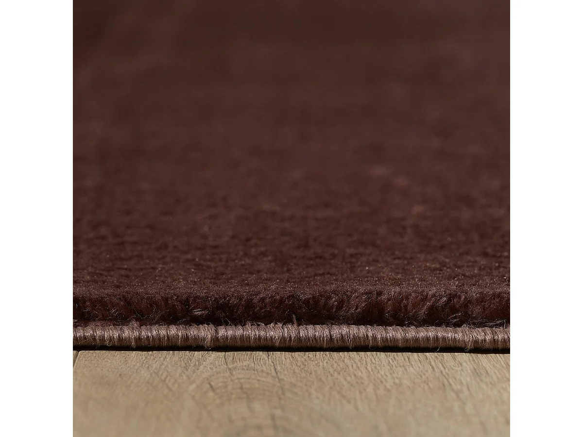 tapis chambre Ø120cm tissé marron rond motif uni ANVIK