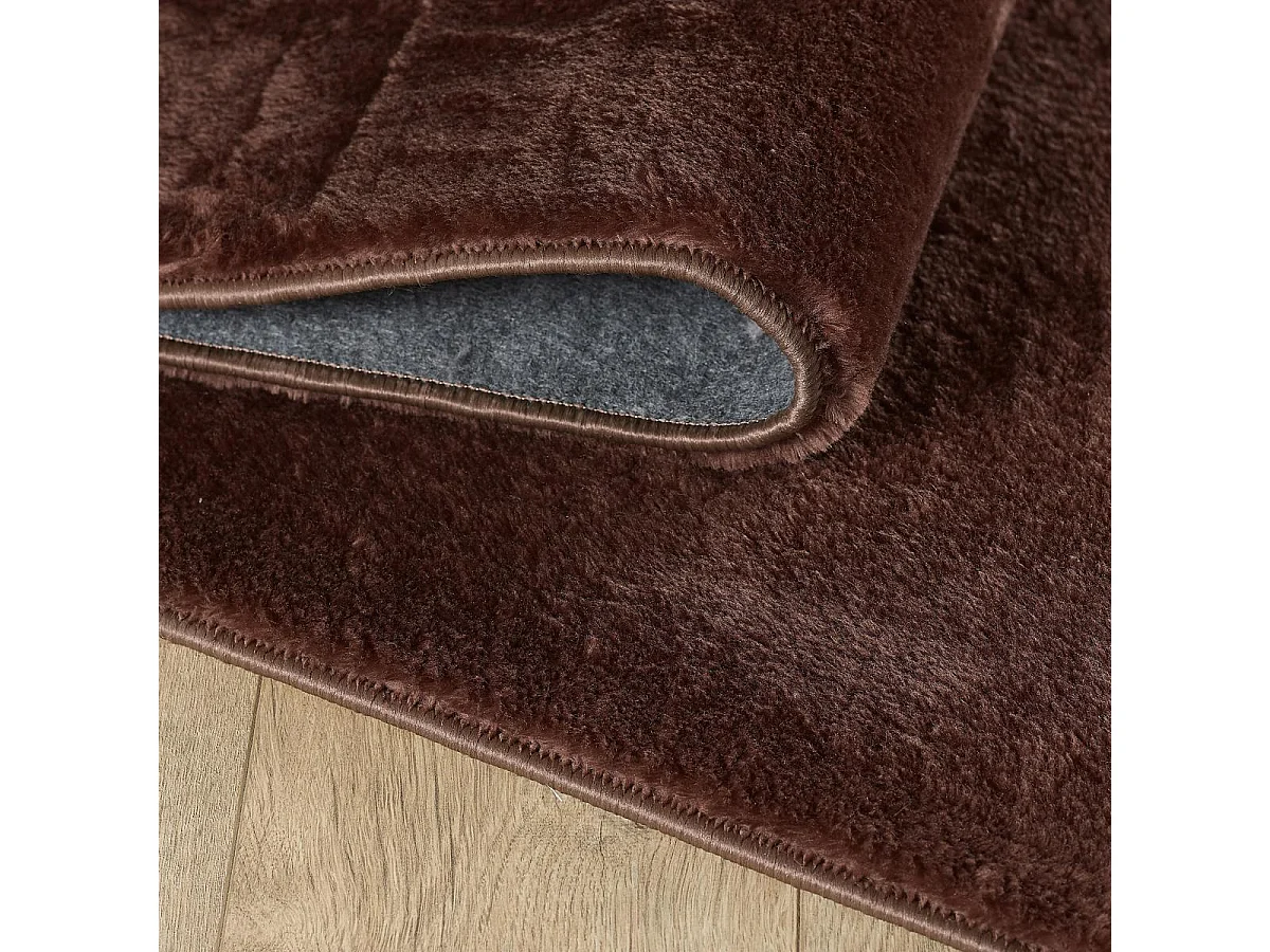 tapis chambre Ø120cm tissé marron rond motif uni ANVIK