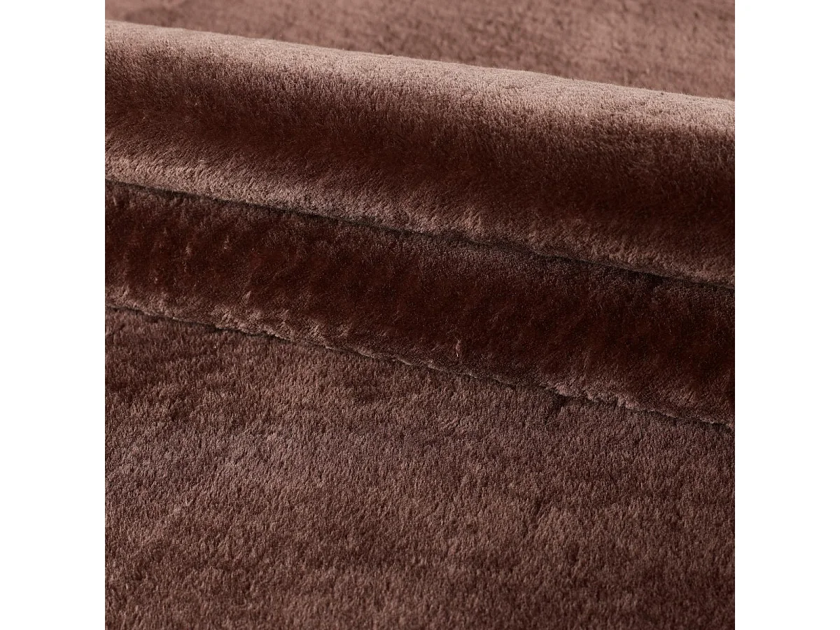 tapis chambre Ø120cm tissé marron rond motif uni ANVIK