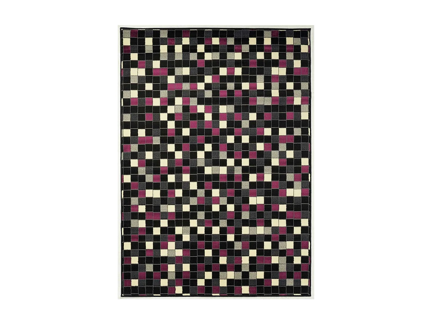 tapis chambre 80x150 tissé fuchsia rectangle motif géométrique LYN1 PIXELY