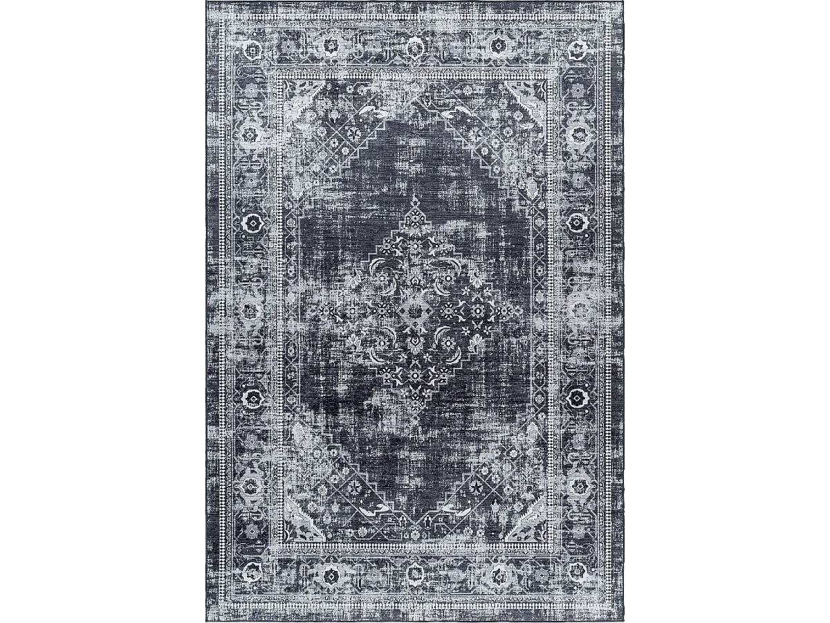 Tapis orient 120x170 rectangle noir tissé motifs orientaux AKIAK