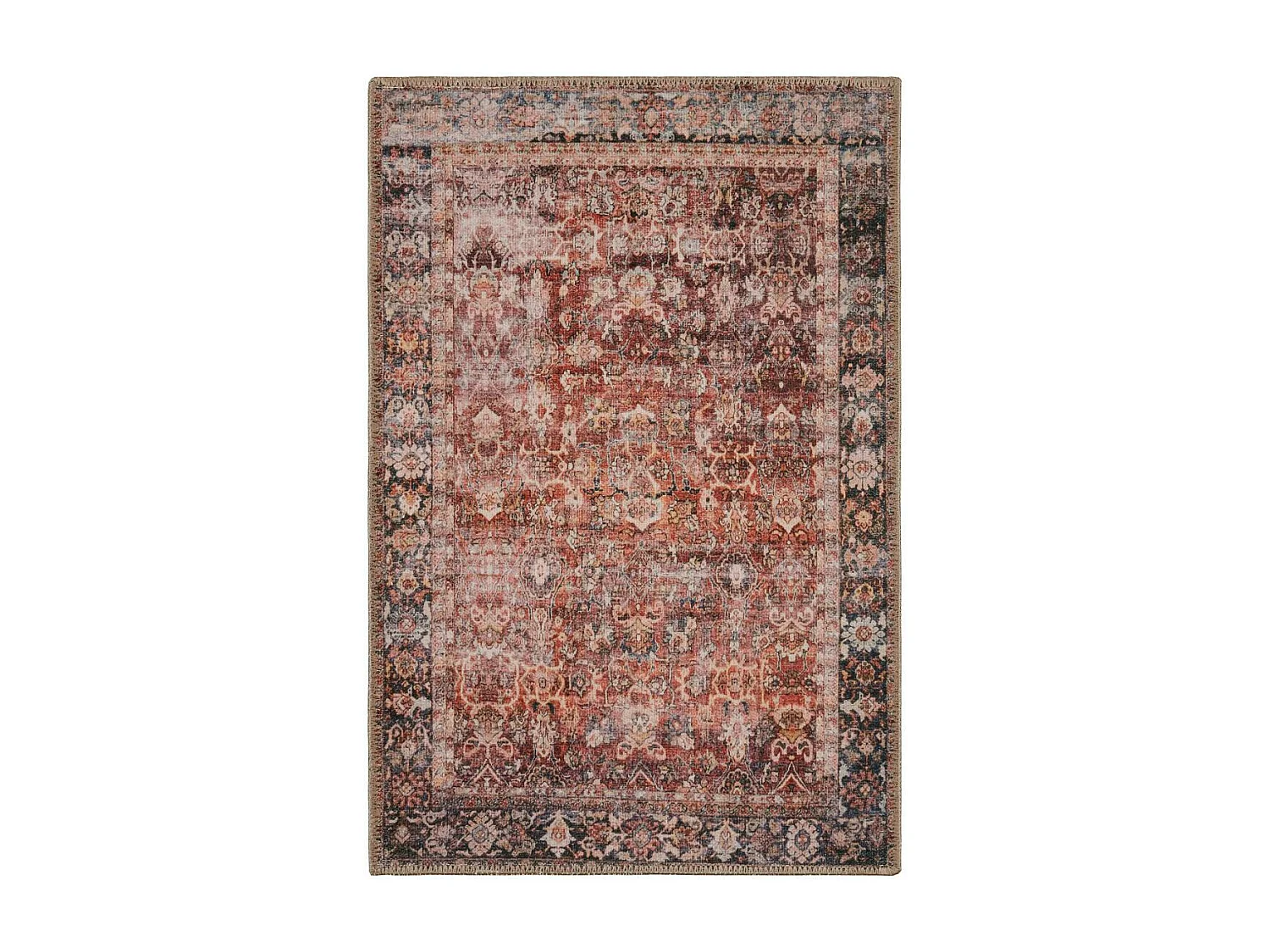 Tapis orient 67x100 rectangle rouge et noir tissé motif classique ALLOVER