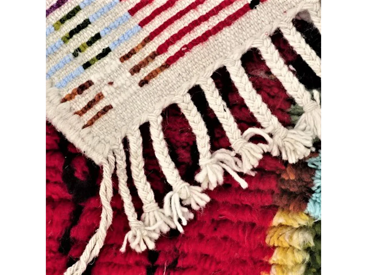 Authentique tapis berbère 85x115 fait à la main en laine multicolore BENI OURAIN 5