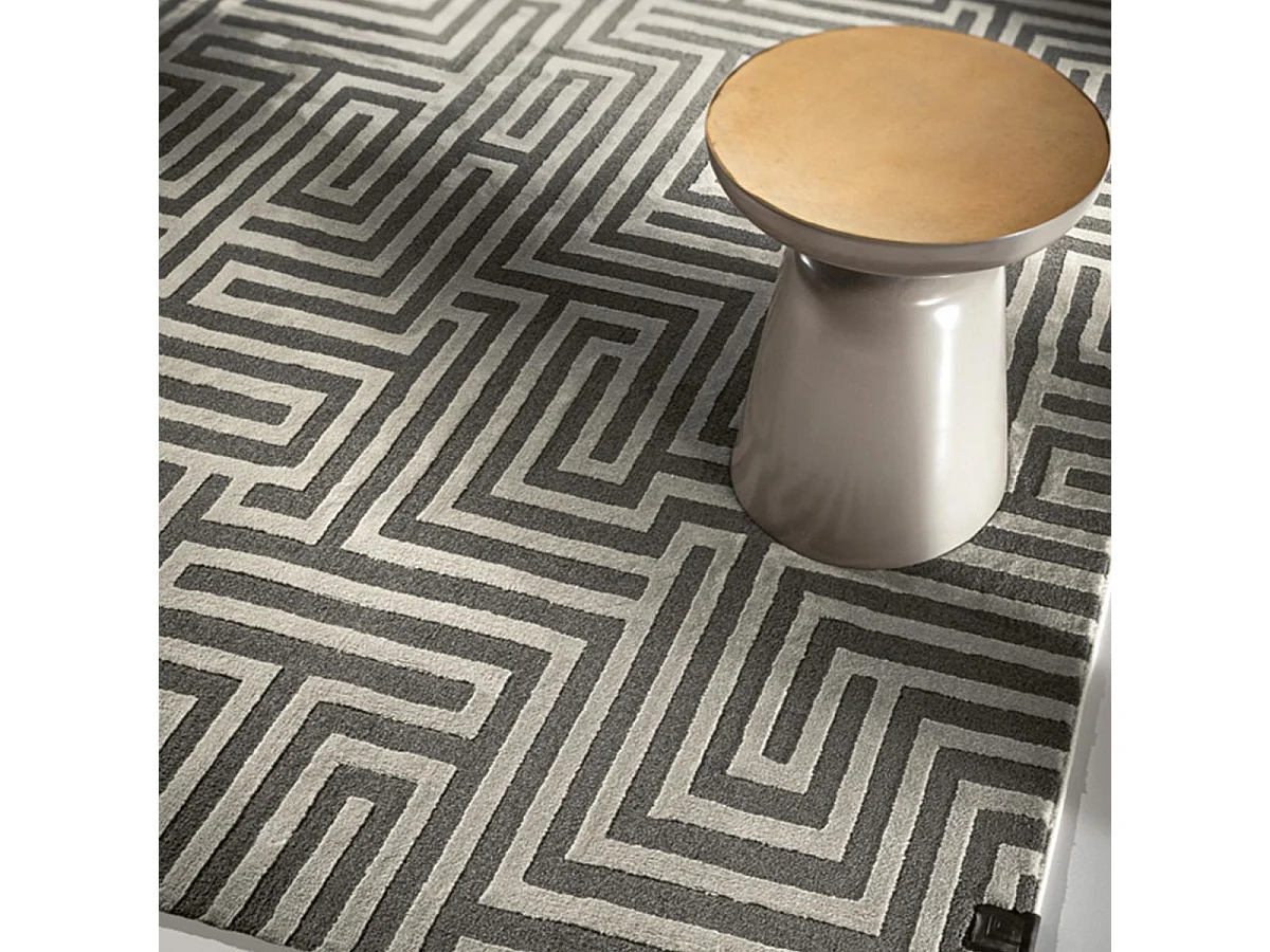 tapis chambre 160x230 tissé gris rectangle motif géométrique MIRAGE