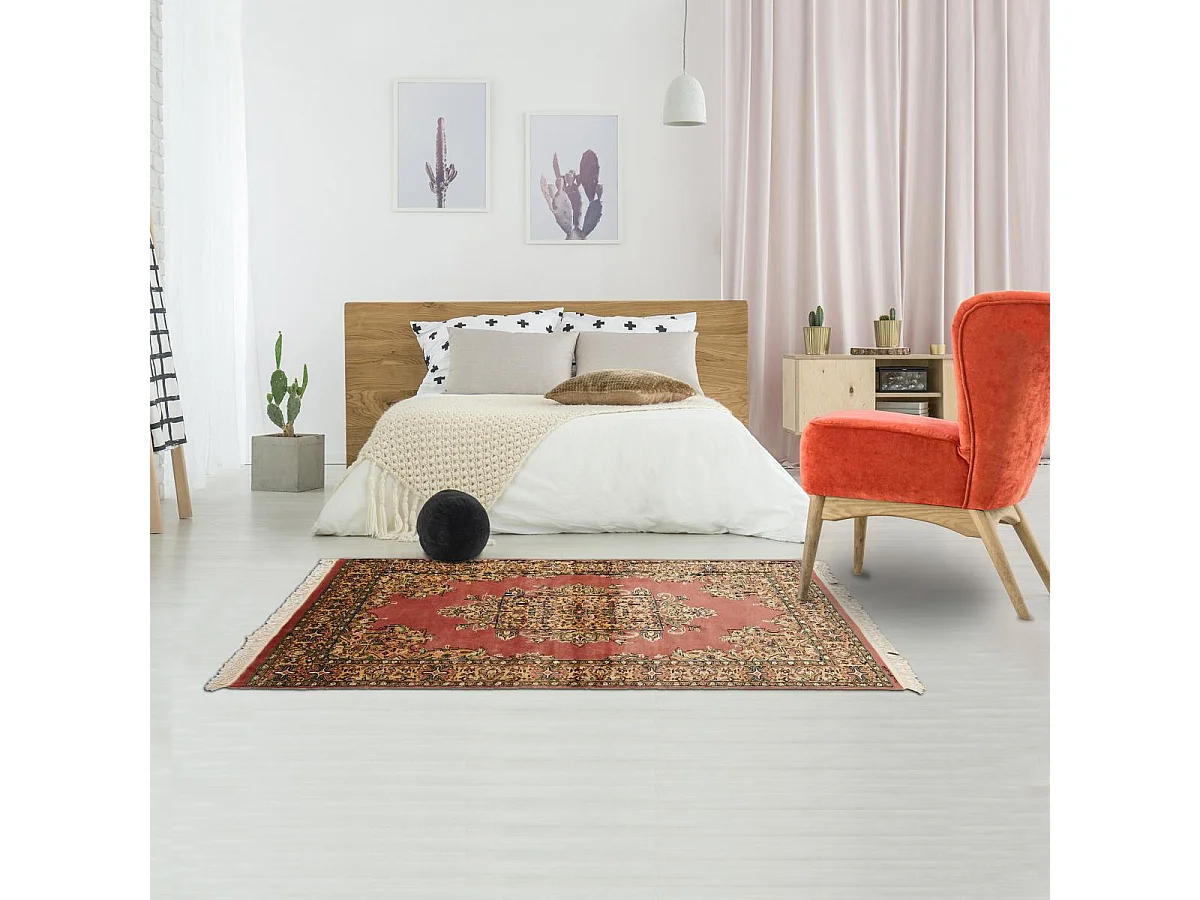 Authentique tapis d'Orient 123x184 fait main en laine multicolore ISAFAHANI