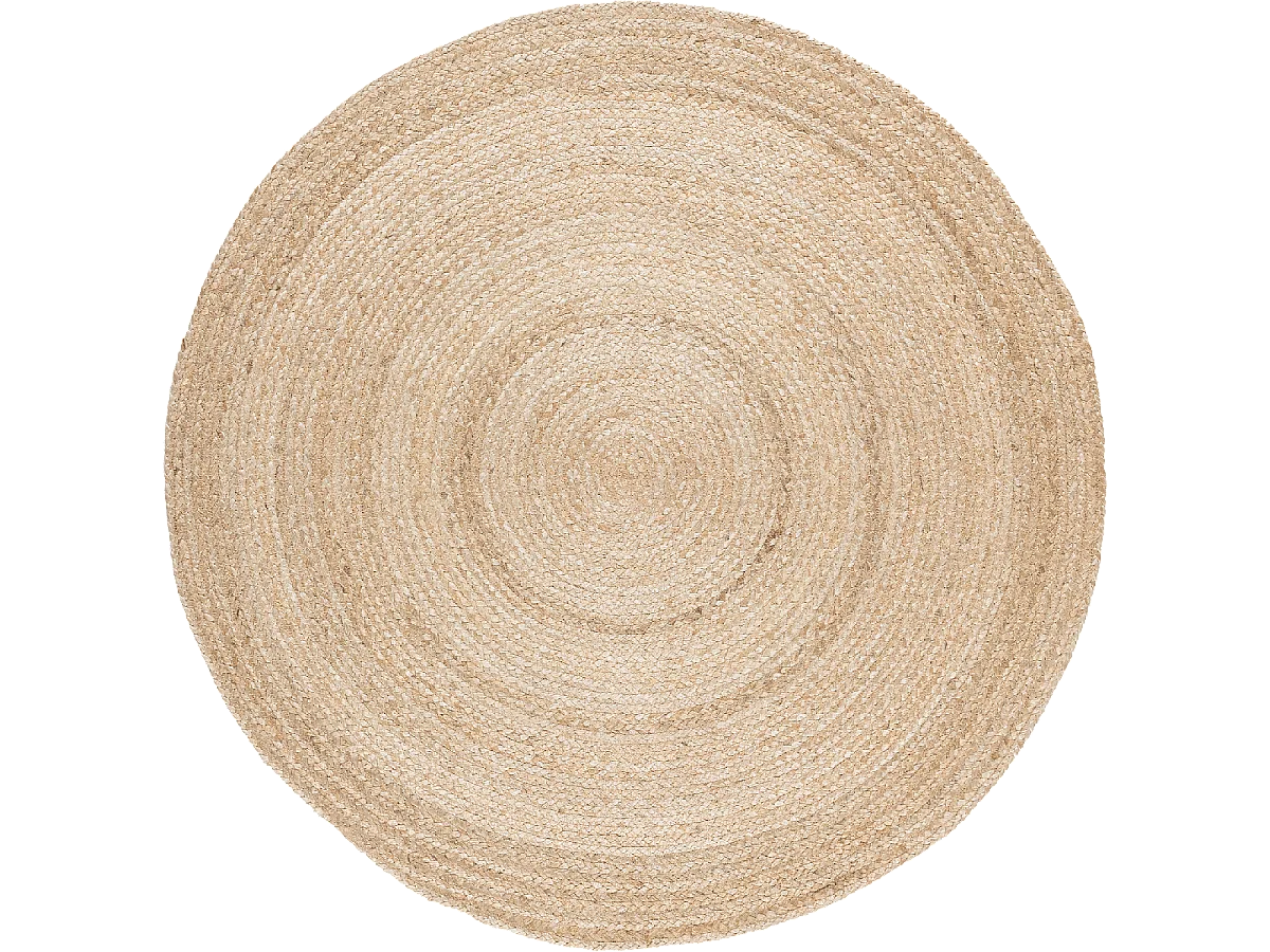 Tapis jute Ø180cm rond tissé beige EMBOW