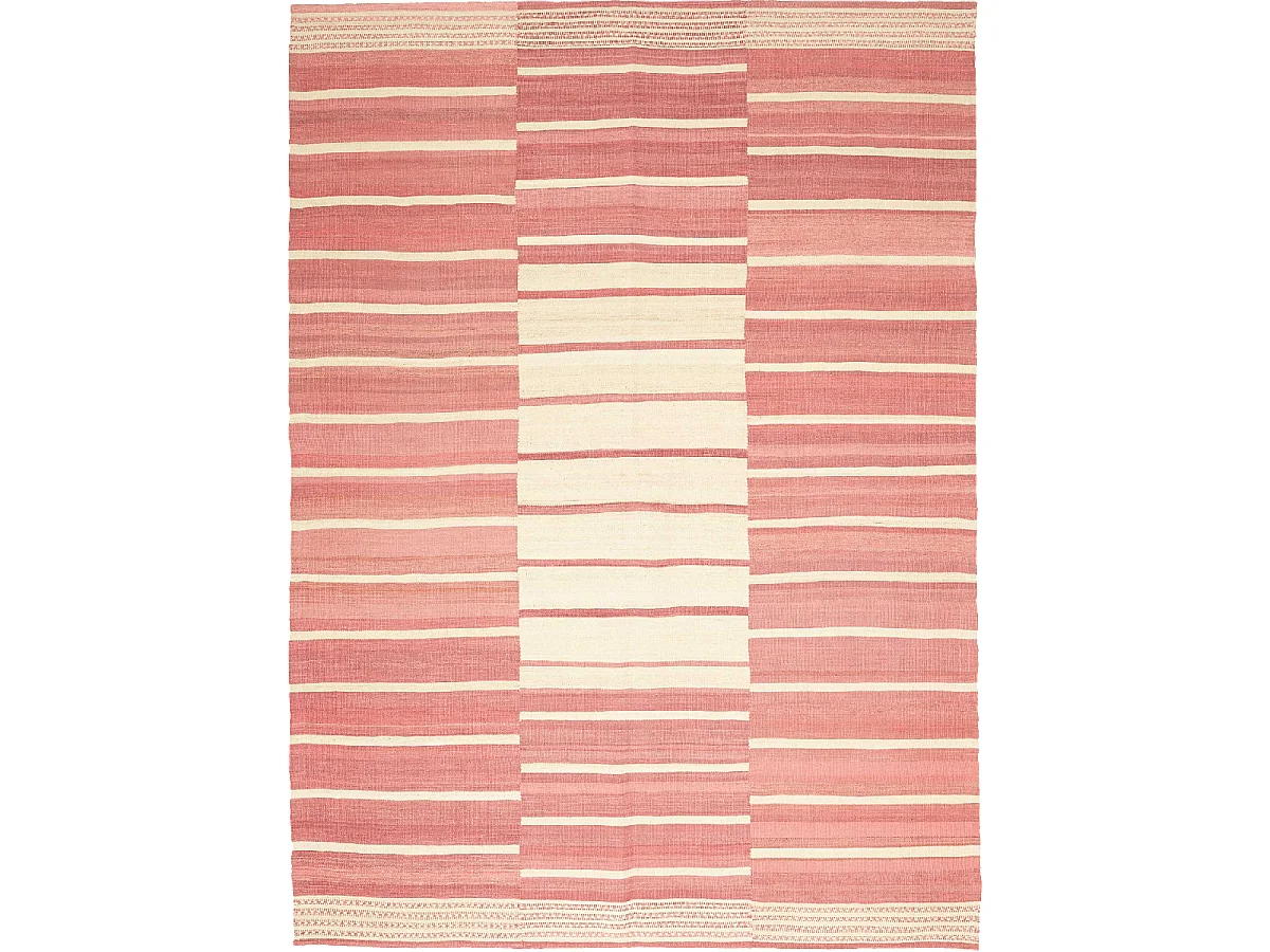 Authentique tapis d'Orient 173x218 kilim fait main en laine rouge et blanc AC