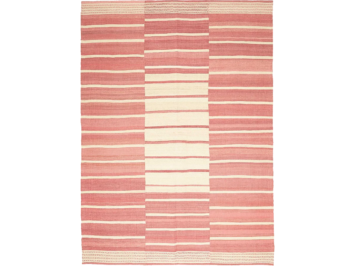 Authentique tapis d'Orient 173x218 kilim fait main en laine rouge et blanc AC