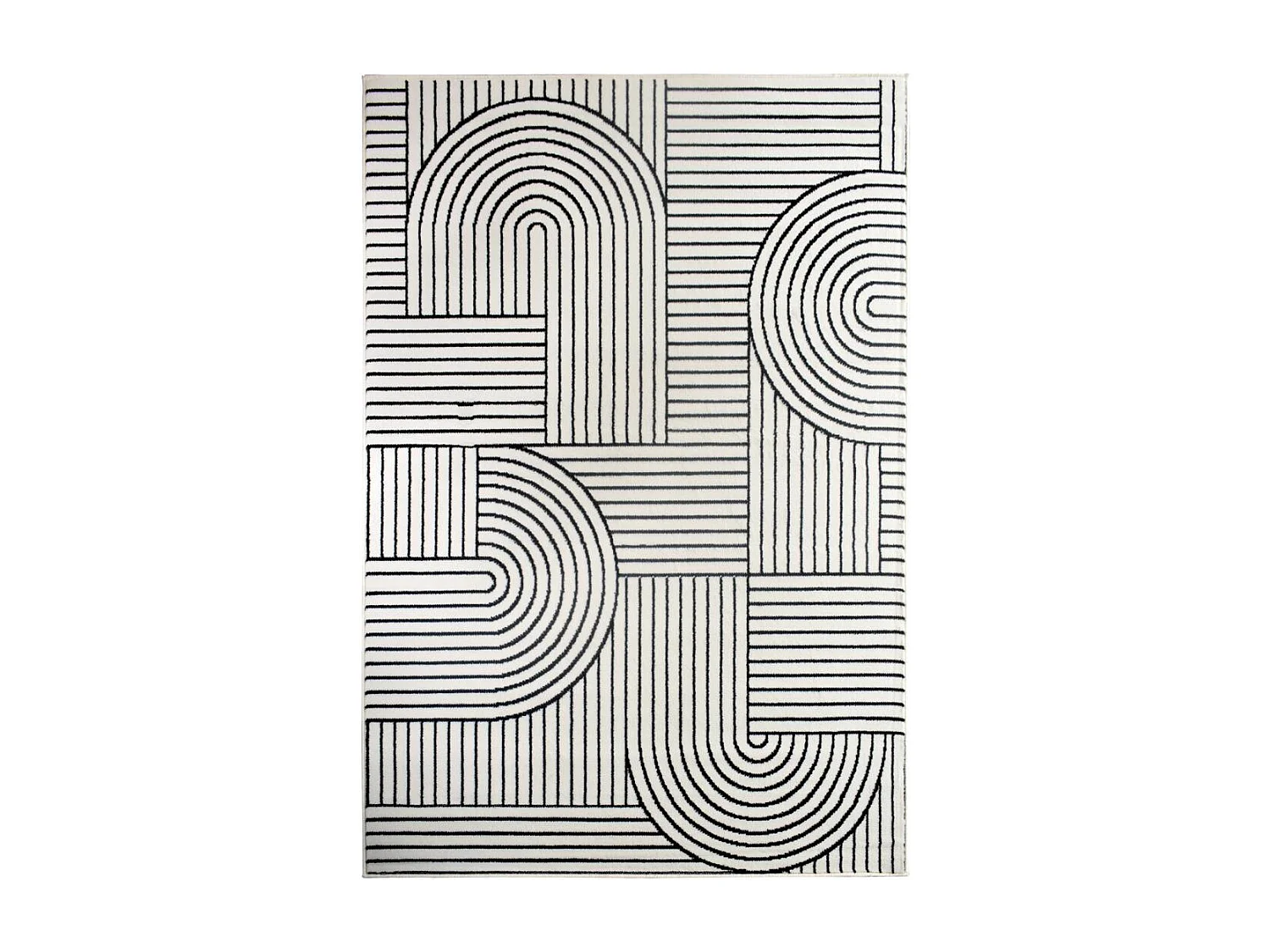 tapis chambre 80x150 tissé crème rectangle motif géométrique LYN1 COURLI