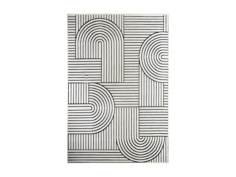 tapis chambre 80x150 tissé crème rectangle motif géométrique LYN1 COURLI