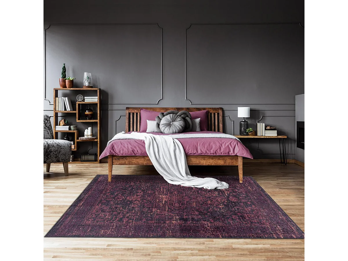 Tapis orient 80x150 rectangle rouge tissé motifs orientaux EKUK