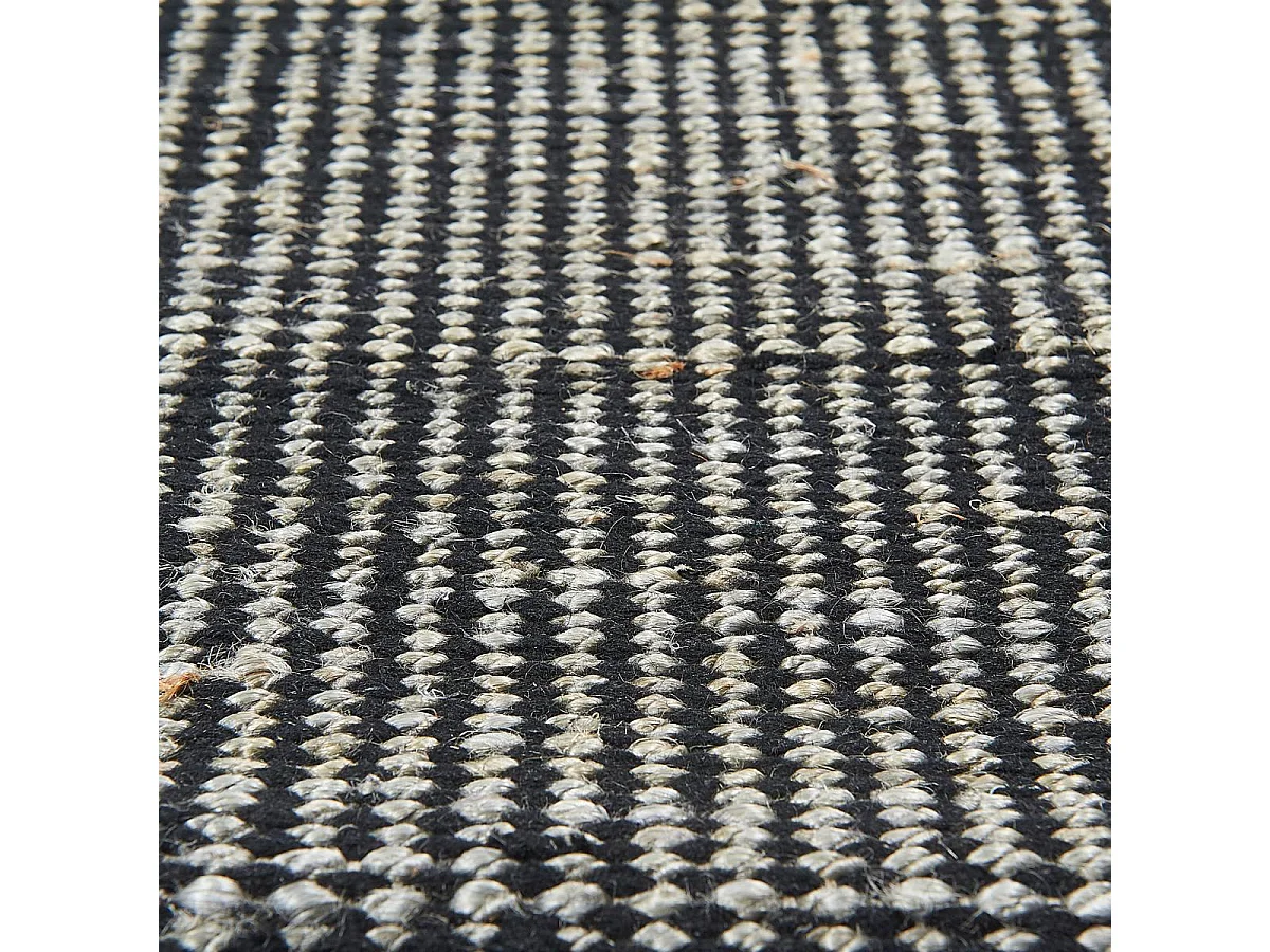 tapis chambre 60x110 fait main en laine noir et gris rectangle motif simple PLANA