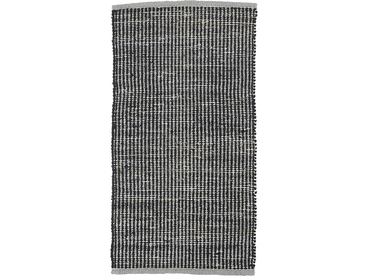 tapis chambre 60x110 fait main en laine noir et gris rectangle motif simple PLANA