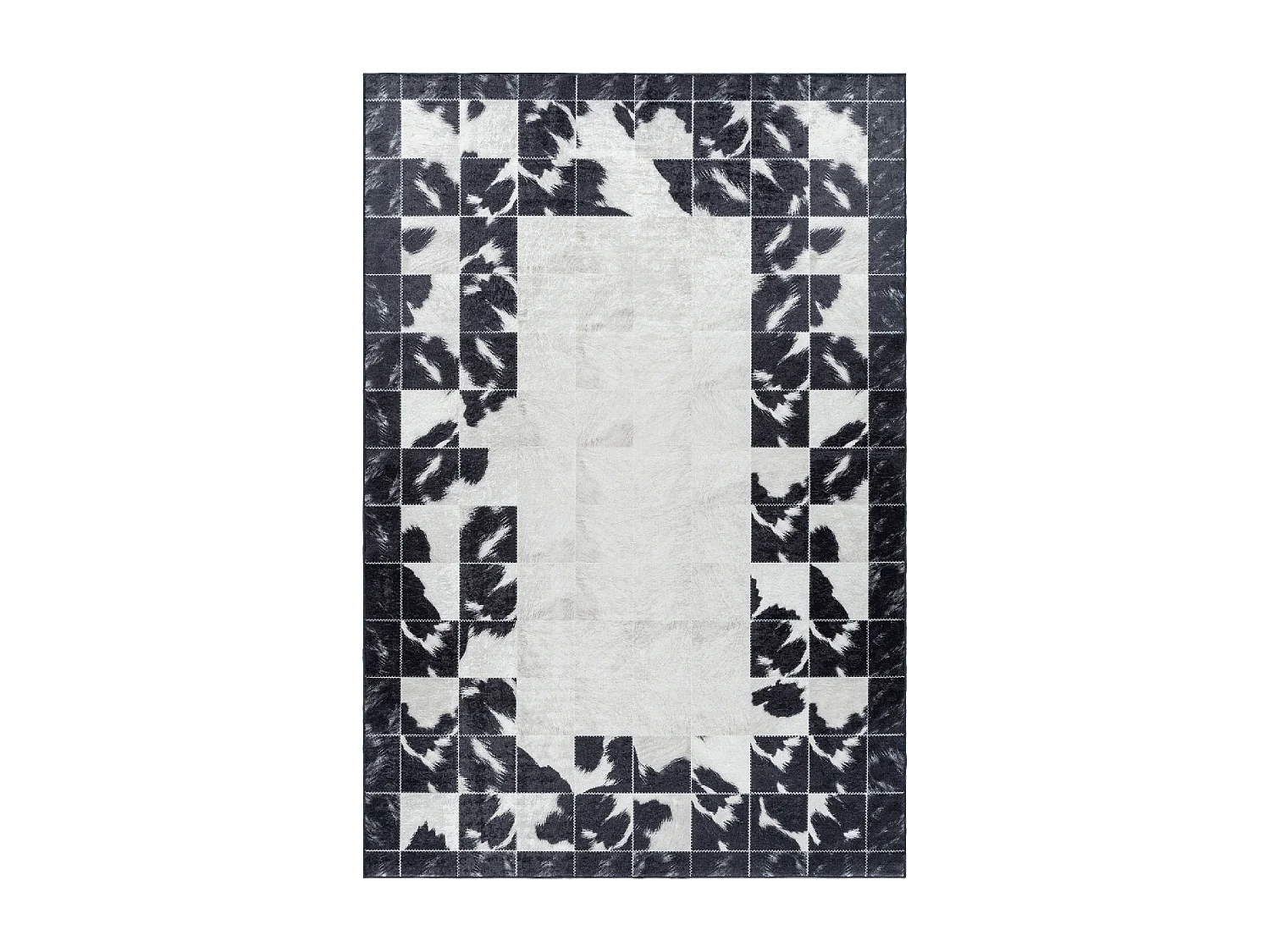 tappeto da ingresso 80x150 tessuto nero e crema rettangolo motivo affresco NOATAK