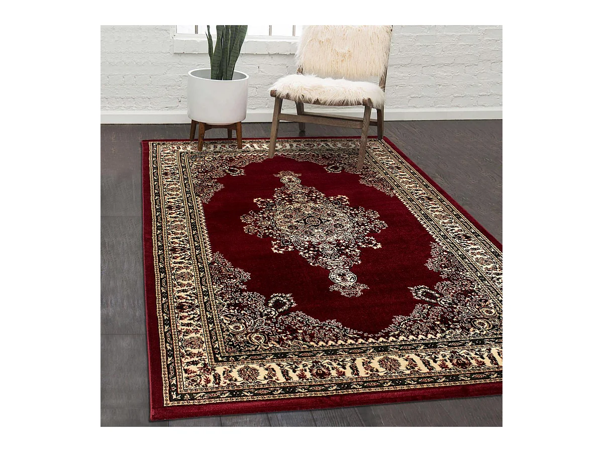 Tapis orient 240x340 rectangle rouge tissé motifs orientaux BISKO 2