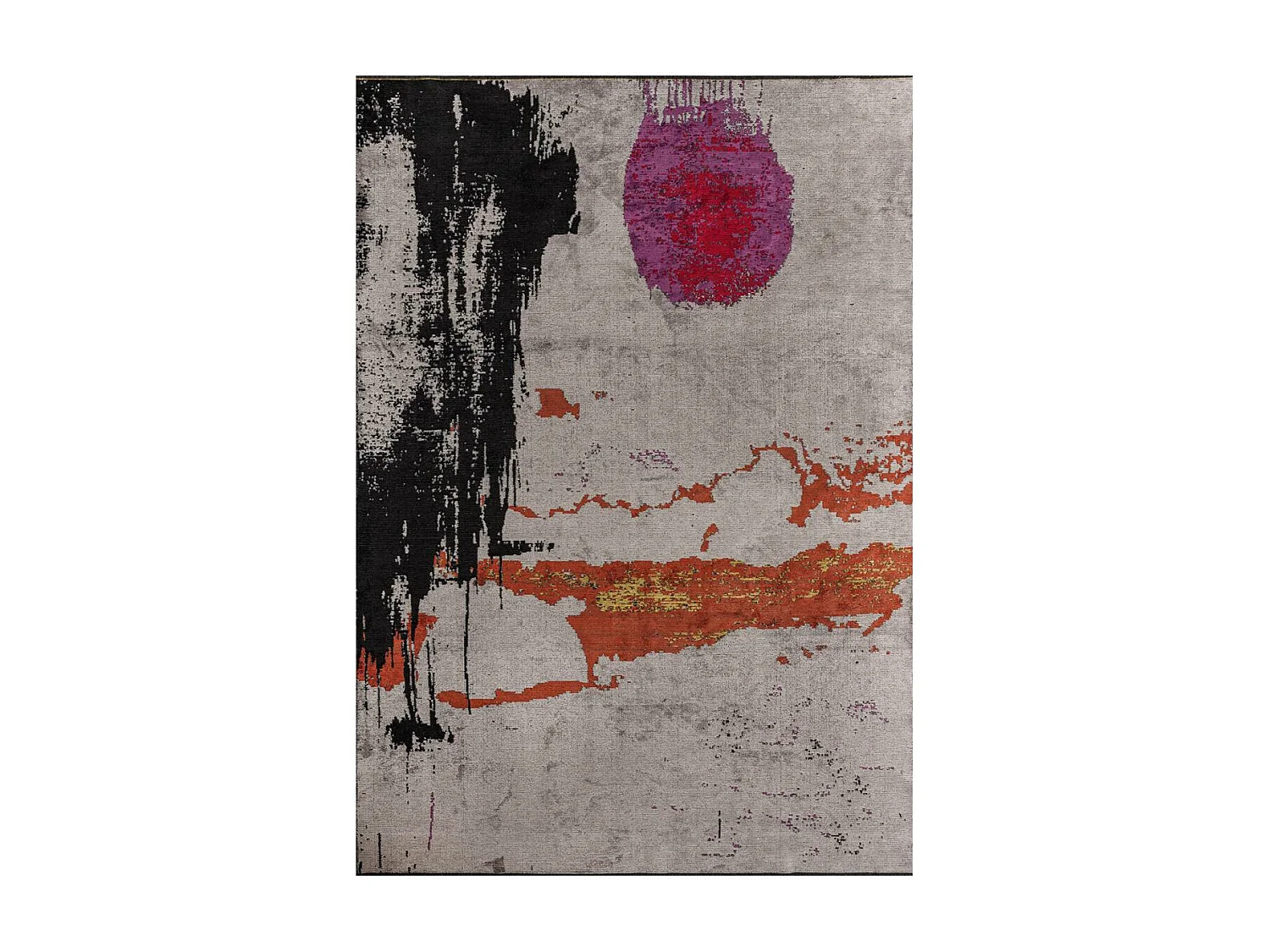 Tapis kilim 240x340 rectangle tissé en coton gris et orange motif abstrait