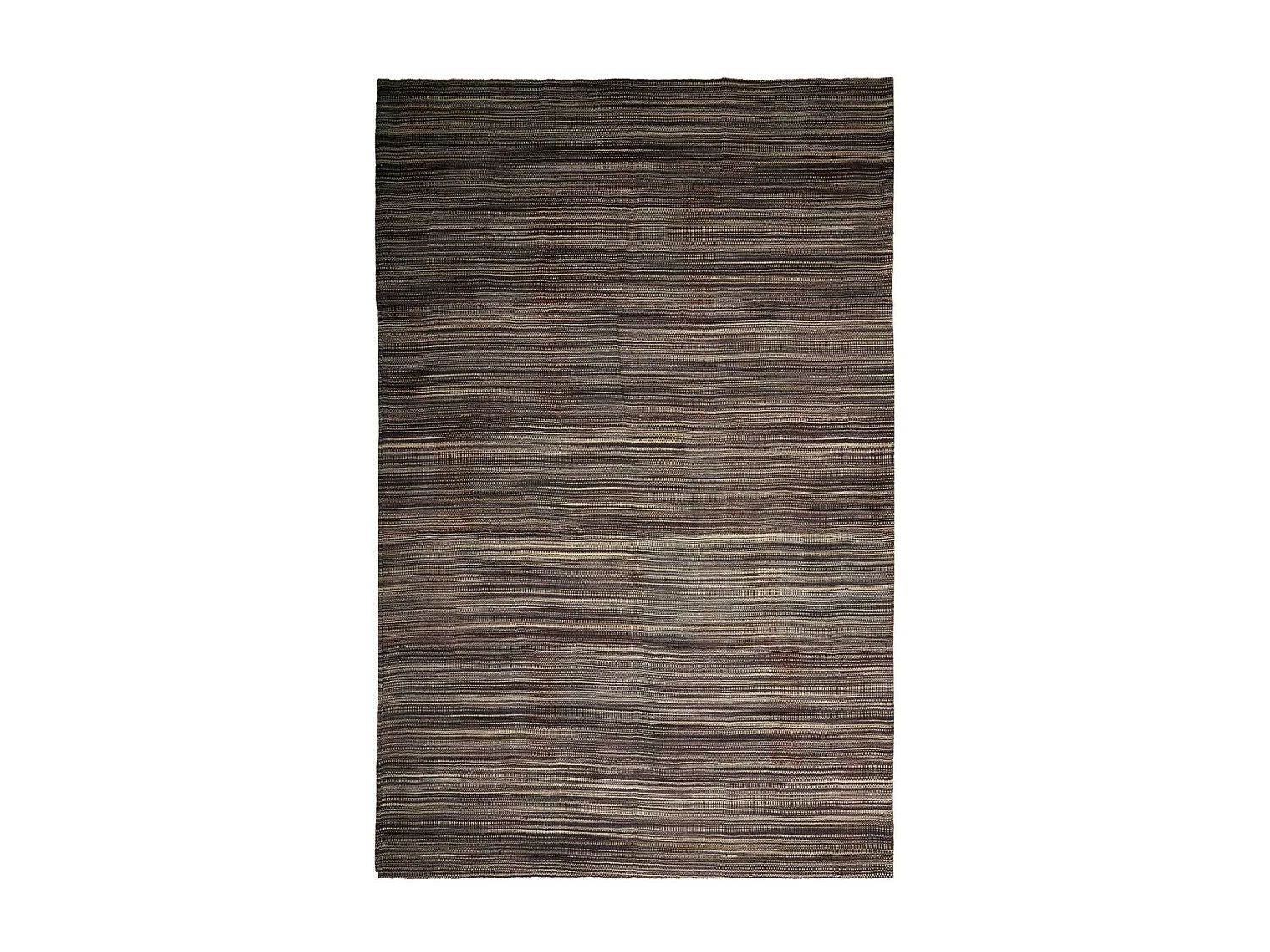 Authentique tapis d'Orient 357x455 kilim fait main en laine marron et noir B 1