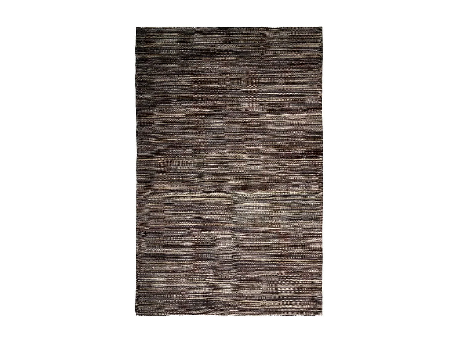 Authentique tapis d'Orient 357x455 kilim fait main en laine marron et noir B 1