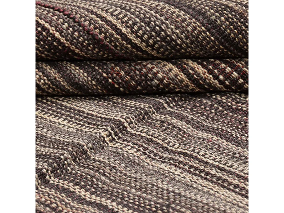 Authentique tapis d'Orient 357x455 kilim fait main en laine marron et noir B 1