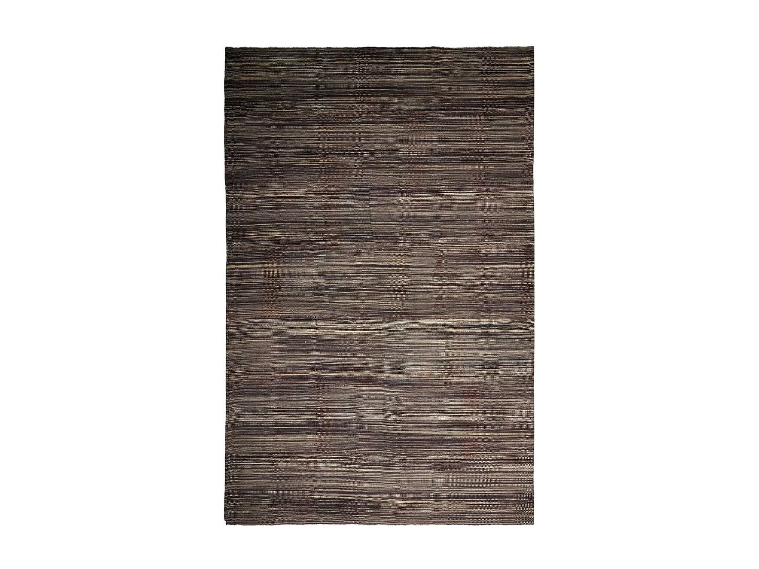 Authentique tapis d'Orient 357x455 kilim fait main en laine marron et noir B 1