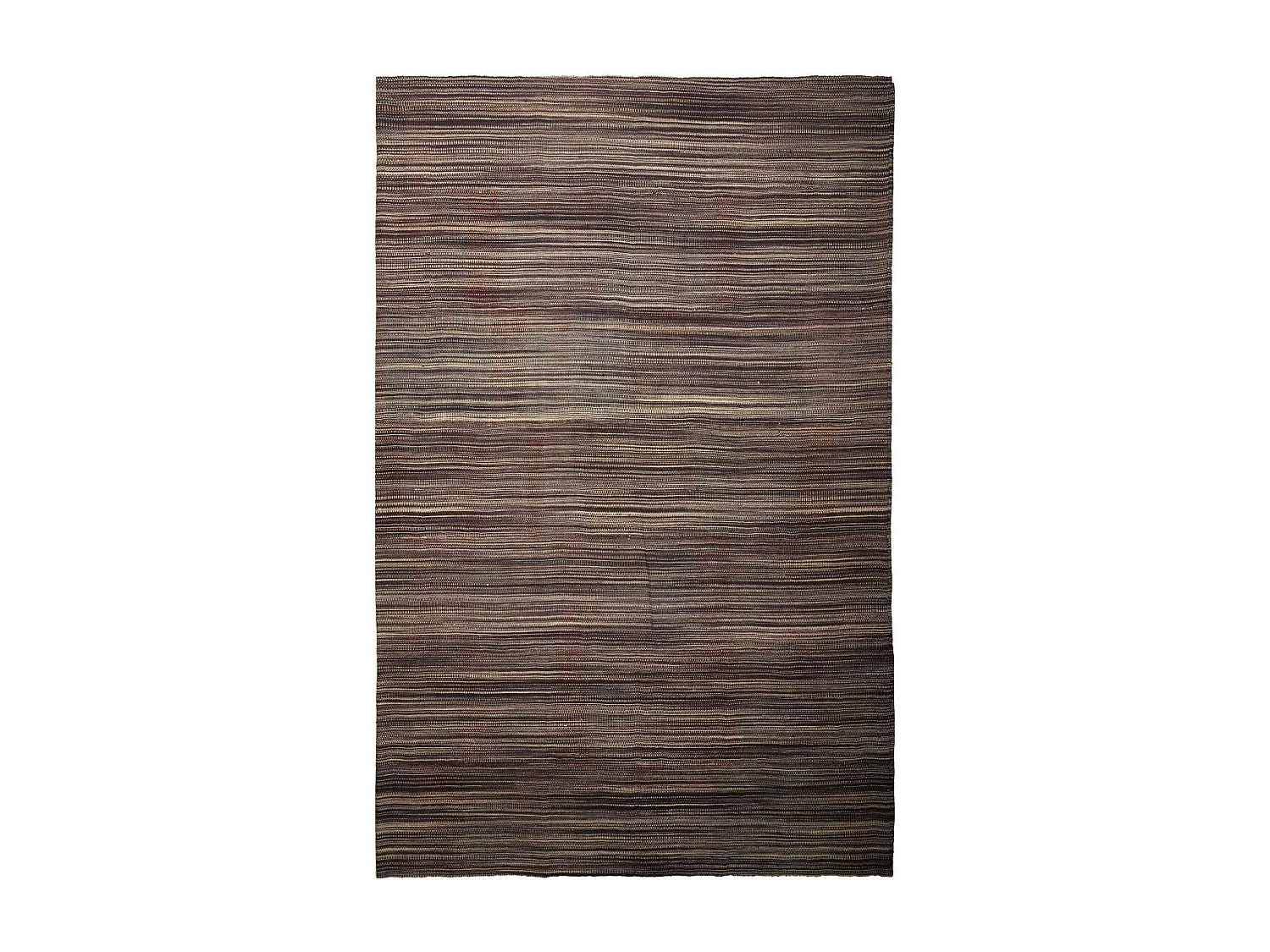 Authentique tapis d'Orient 357x455 kilim fait main en laine marron et noir B 1