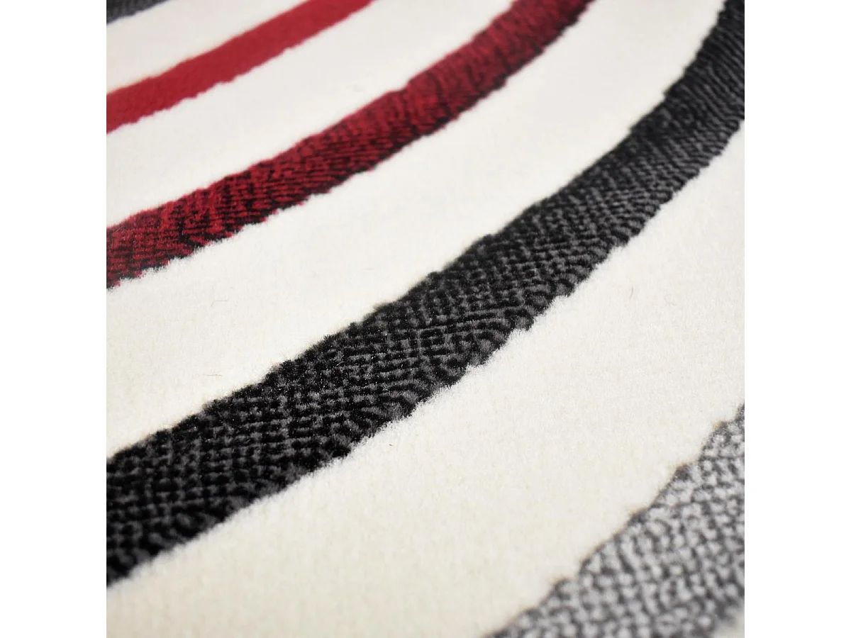 tapis salon 200x290 tissé rouge et crème rectangle motif géométrique LYN49 MUCOUR