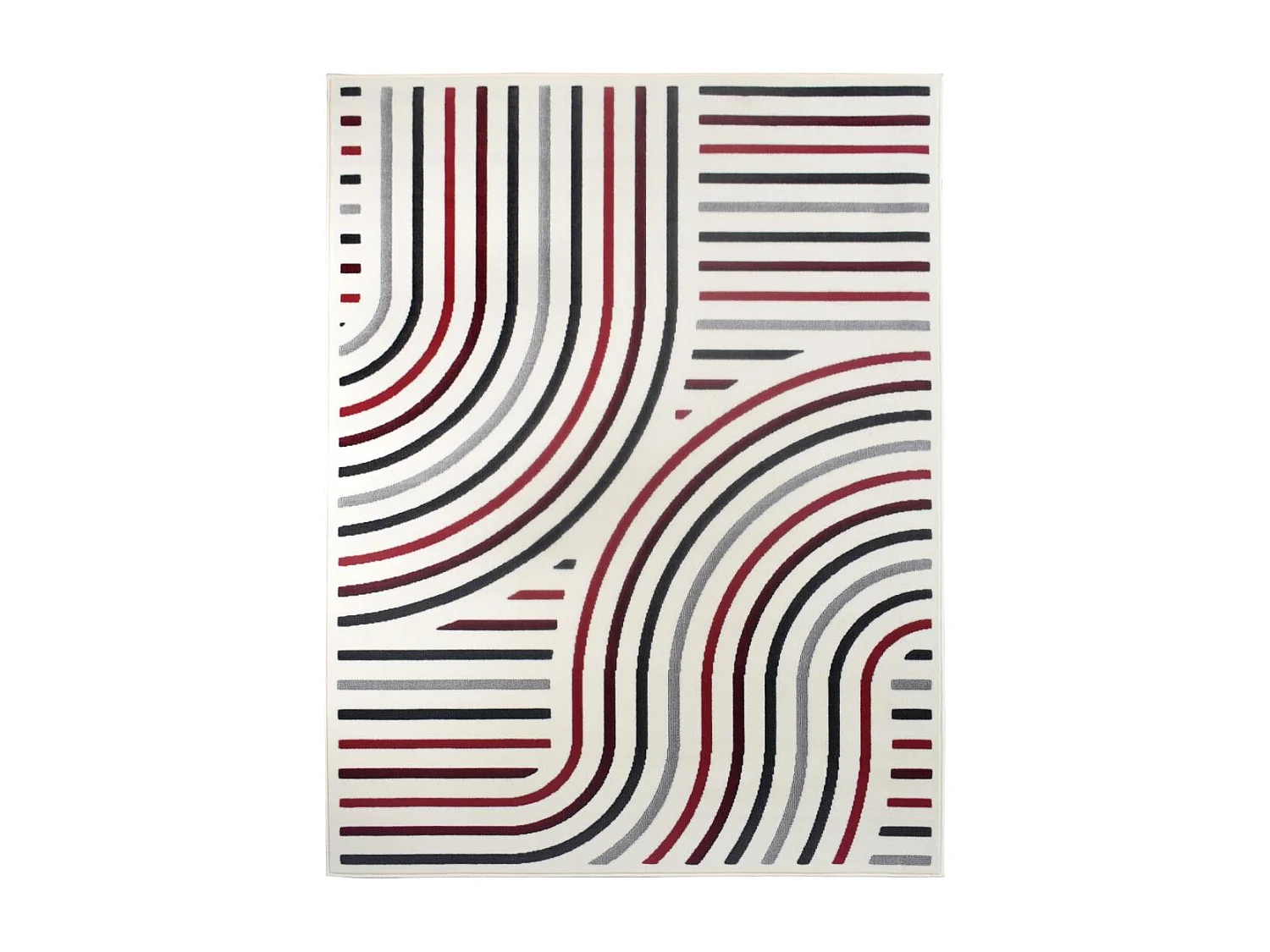 tappeto da soggiorno 200x290 tessuto motivo geometrico rettangolo rosso e panna LYN49 MUCOUR