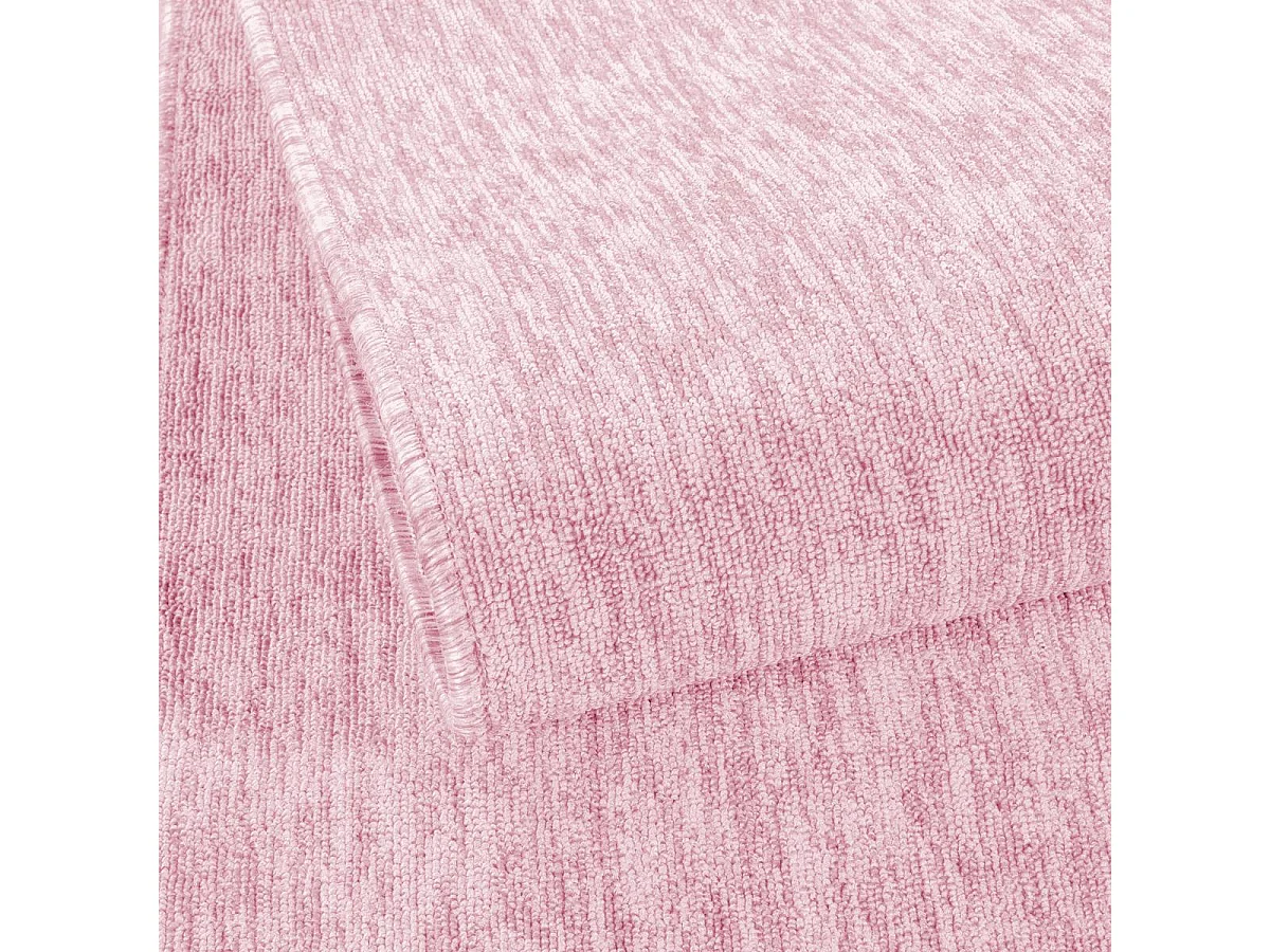 tapis chambre Ø120cm tissé rose rond motif uni SAKRDA