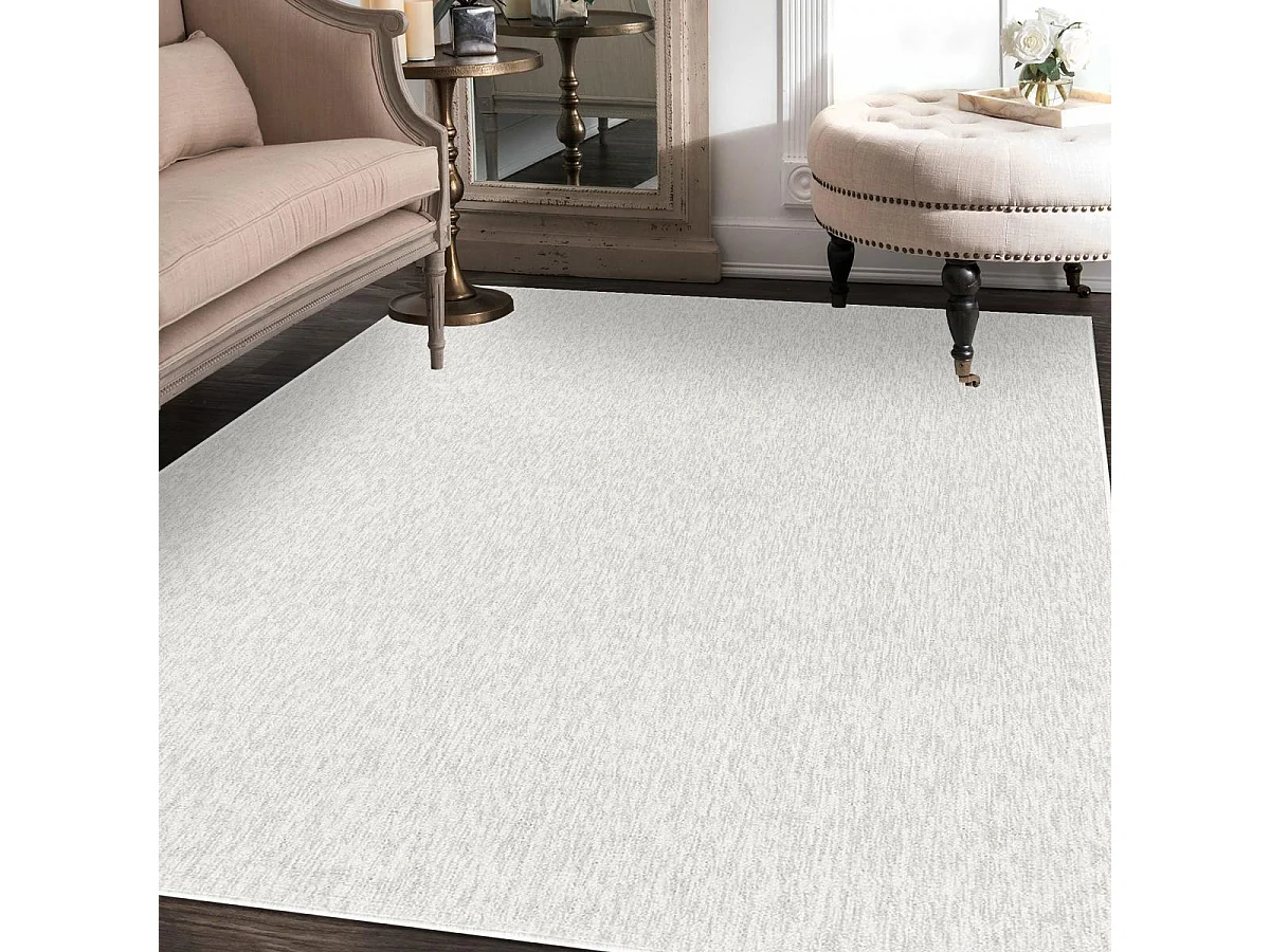 tapis chambre 80x250 tissé crème rectangle motif uni SAKRDA