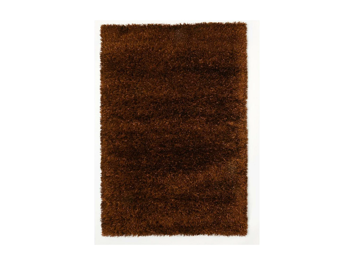 Tapis longs poils shaggy Ø140cm rond fait main marron motif uni MELANGE