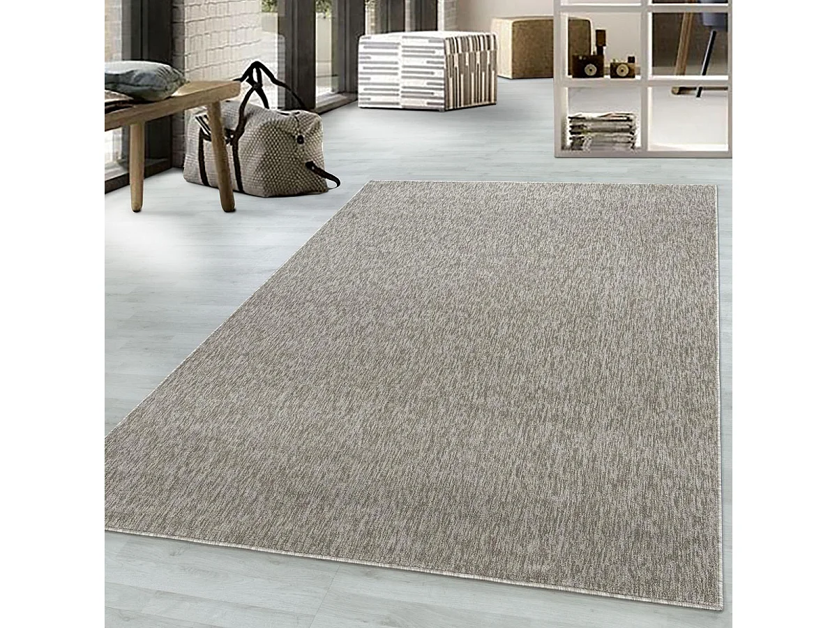 tapis salon 160x230 tissé beige rectangle motif uni SAKRDA