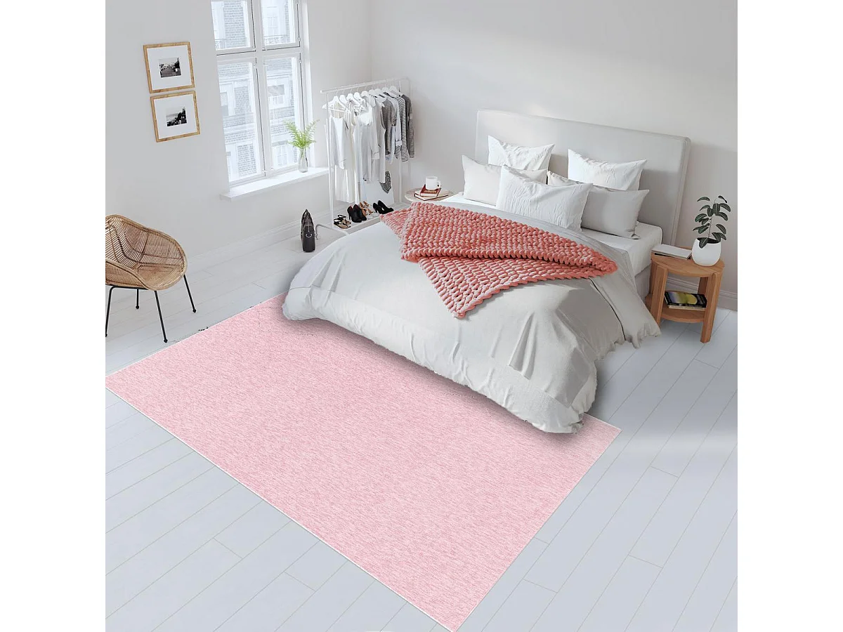 tappeto per sala da pranzo 200x290 tessuto rettangolo rosa tinta unita SAKRDA