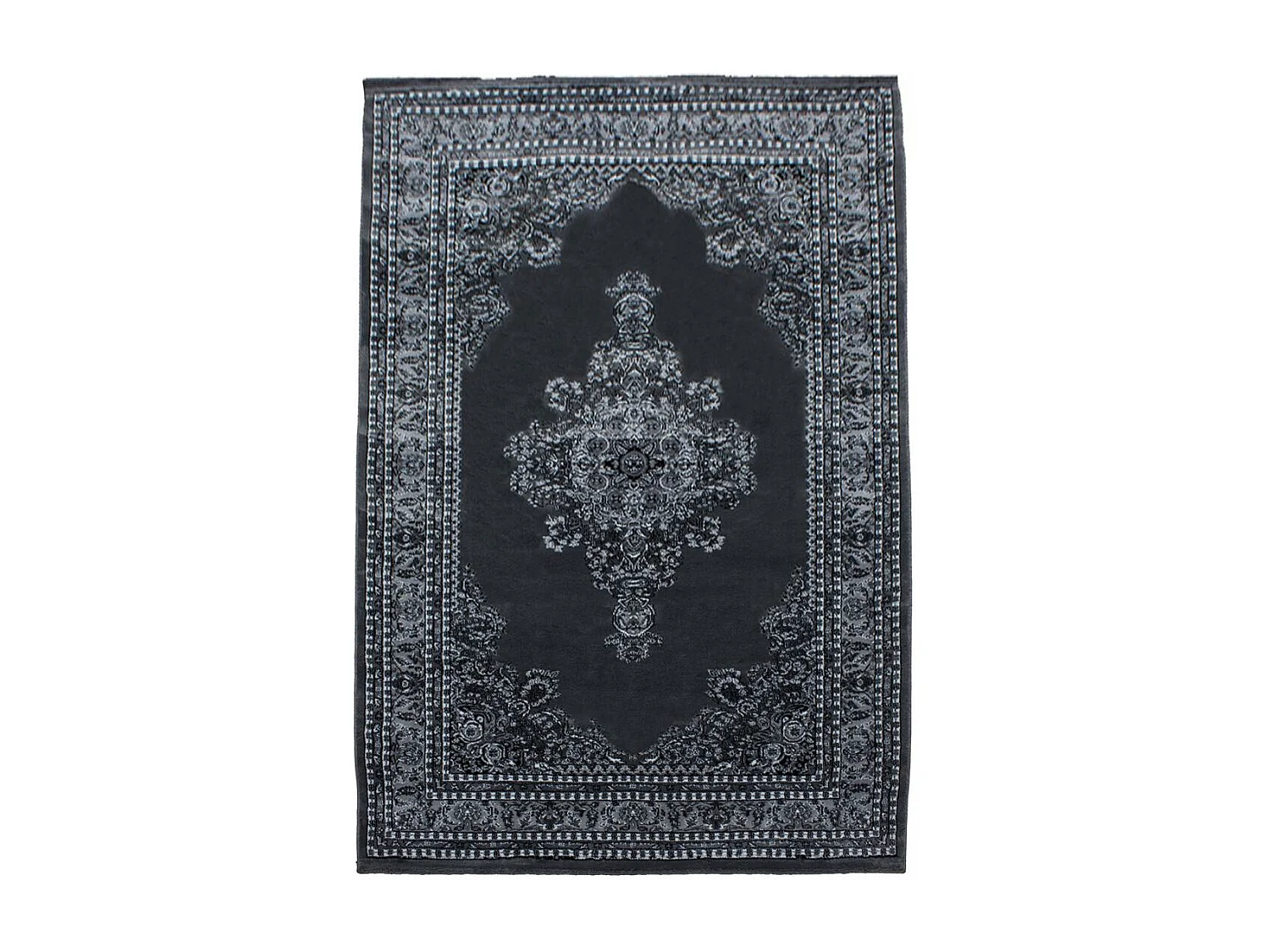 Tapis orient 80x150 rectangle gris tissé motifs orientaux BISKO 2