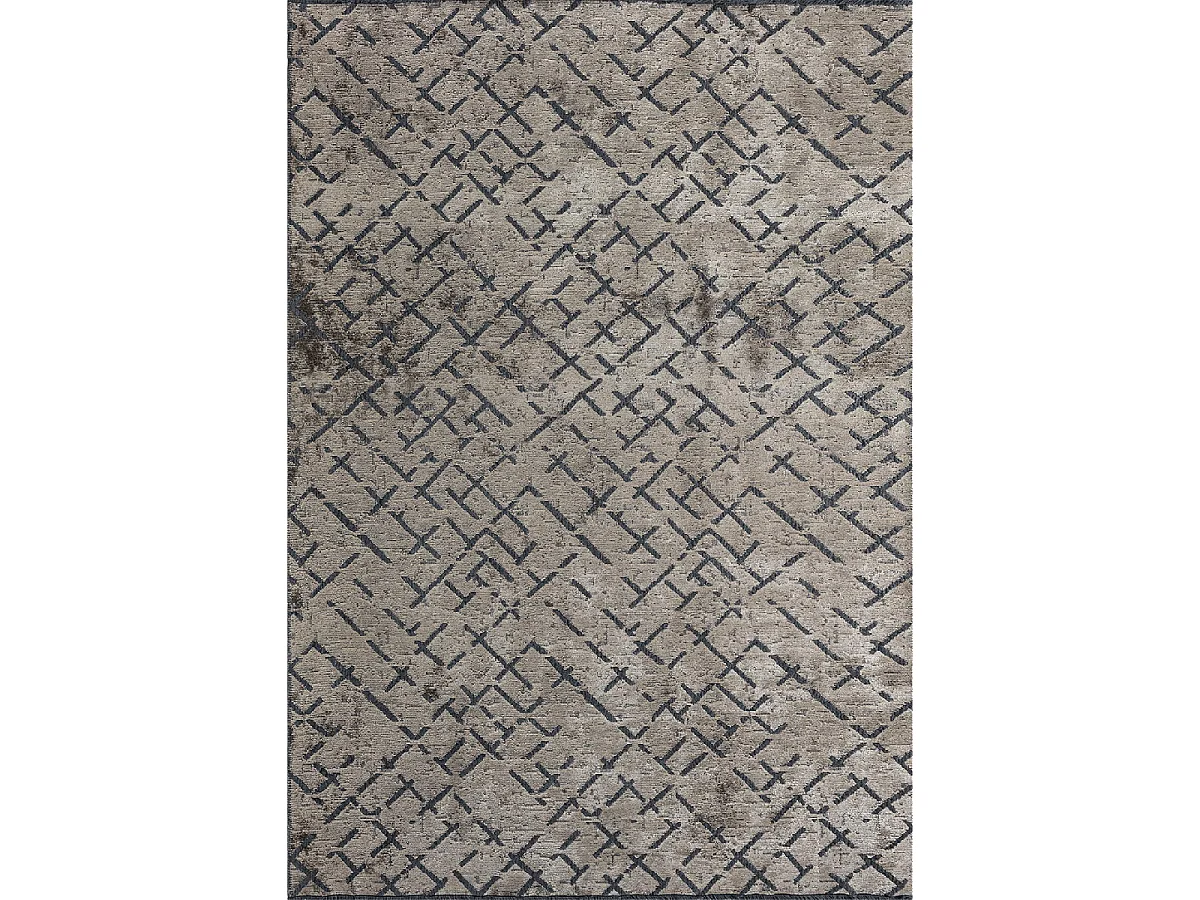 Tapis kilim 200x300 rectangle tissé en coton gris motif simple CRISTYEL
