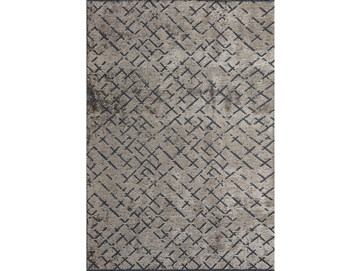 Tapis kilim 200x300 rectangle tissé en coton gris motif simple CRISTYEL