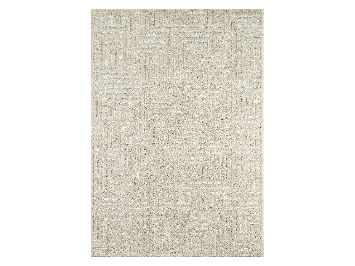 tapis chambre 120x170 tissé crème rectangle motif géométrique ELEGANCE D