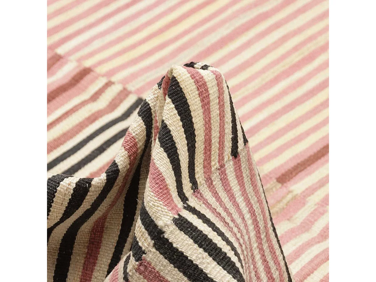 Authentique tapis d'Orient 252x300 kilim fait main en laine orange et vert A 3