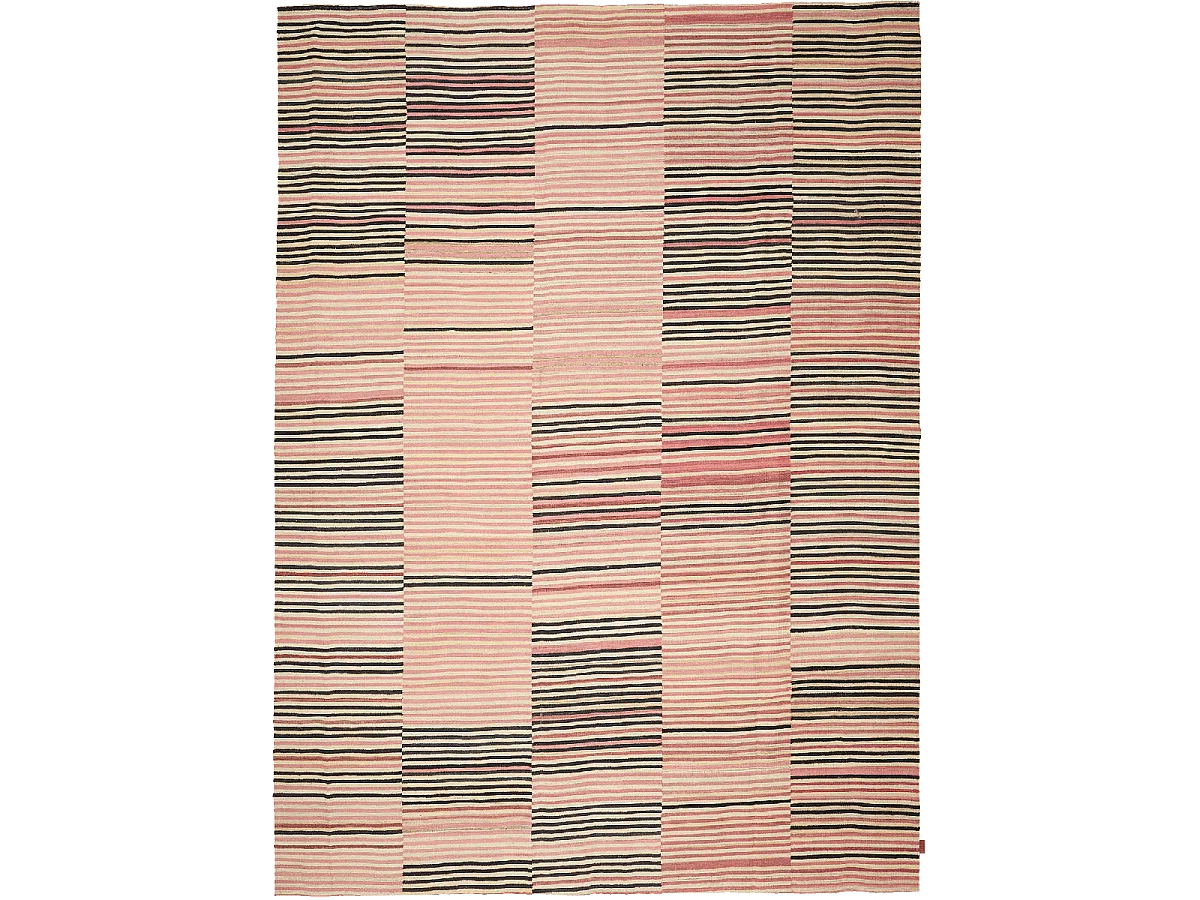 Authentique tapis d'Orient 252x300 kilim fait main en laine orange et vert A 3