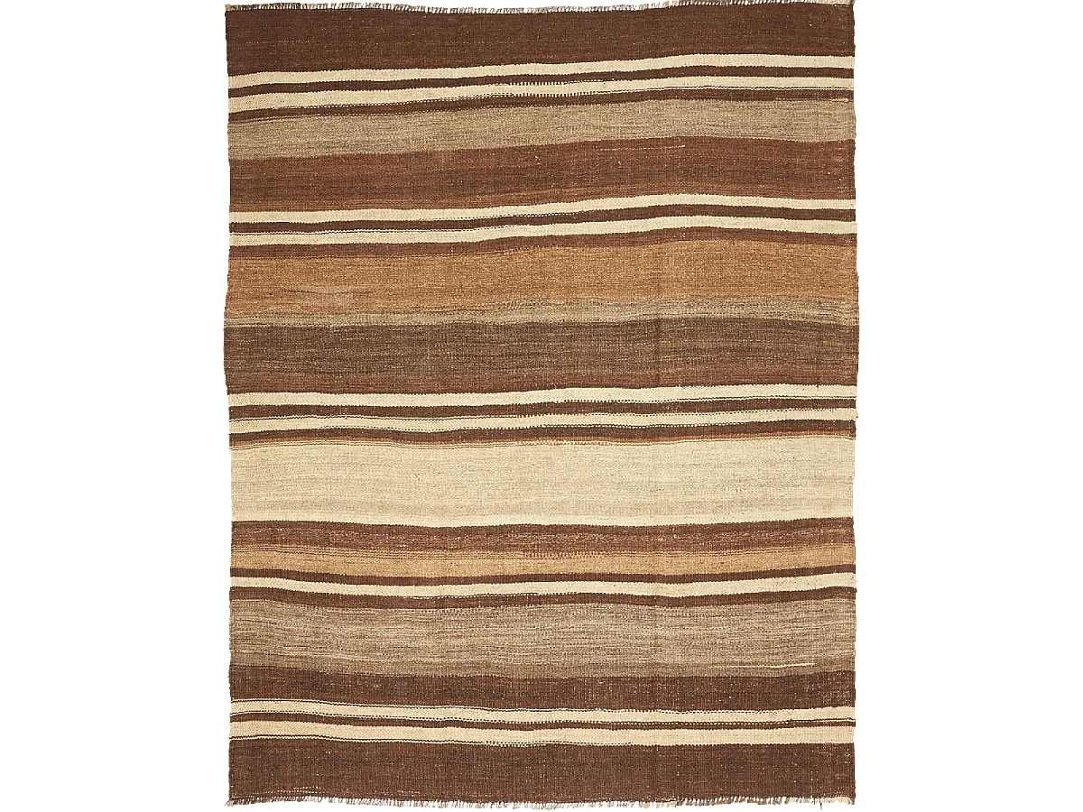 Authentique tapis d'Orient 177x201 kilim fait main en laine marron et beige ANTIK 5