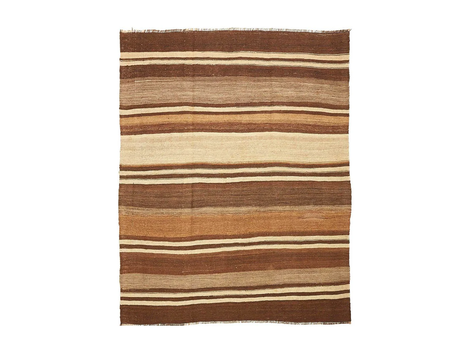 Authentique tapis d'Orient 177x201 kilim fait main en laine marron et beige ANTIK 5