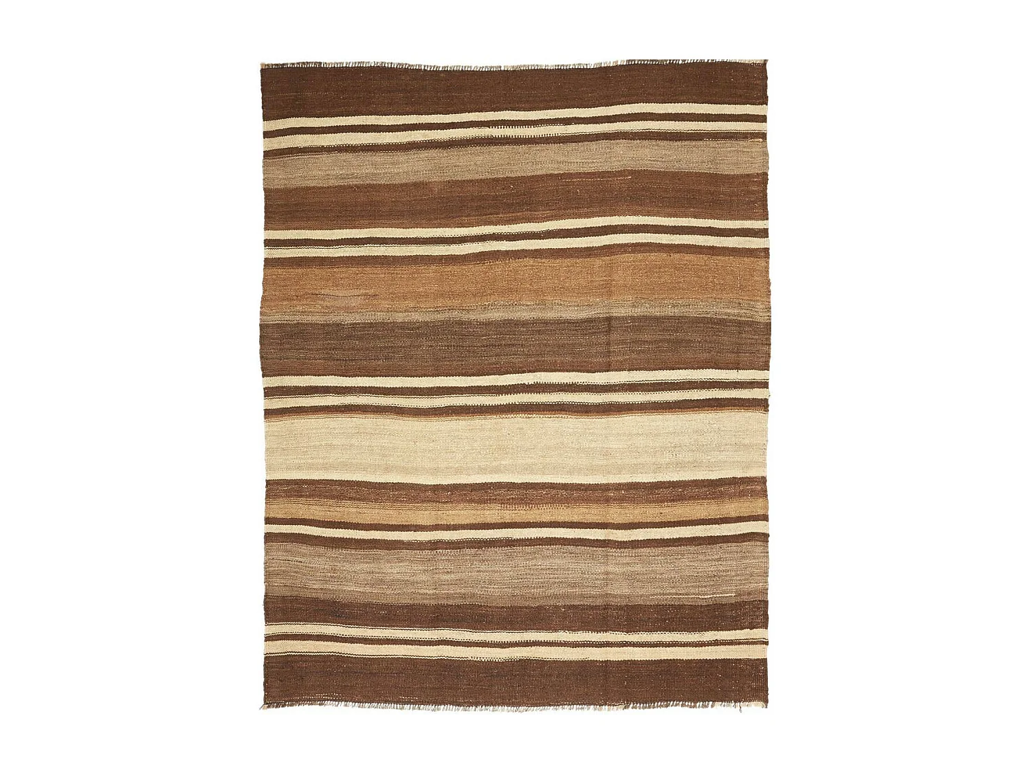 Authentique tapis d'Orient 177x201 kilim fait main en laine marron et beige ANTIK 5