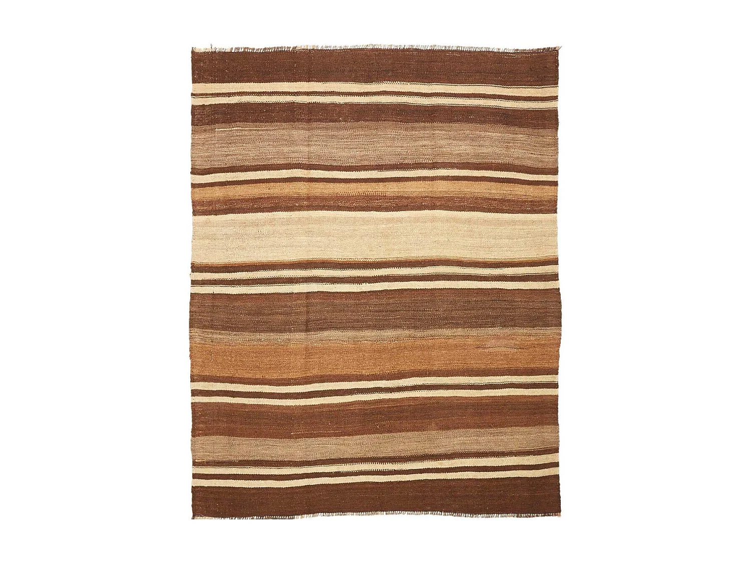 Authentique tapis d'Orient 177x201 kilim fait main en laine marron et beige ANTIK 5