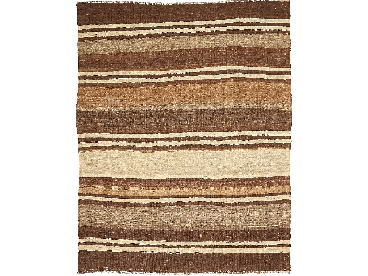 Authentique tapis d'Orient 177x201 kilim fait main en laine marron et beige ANTIK 5