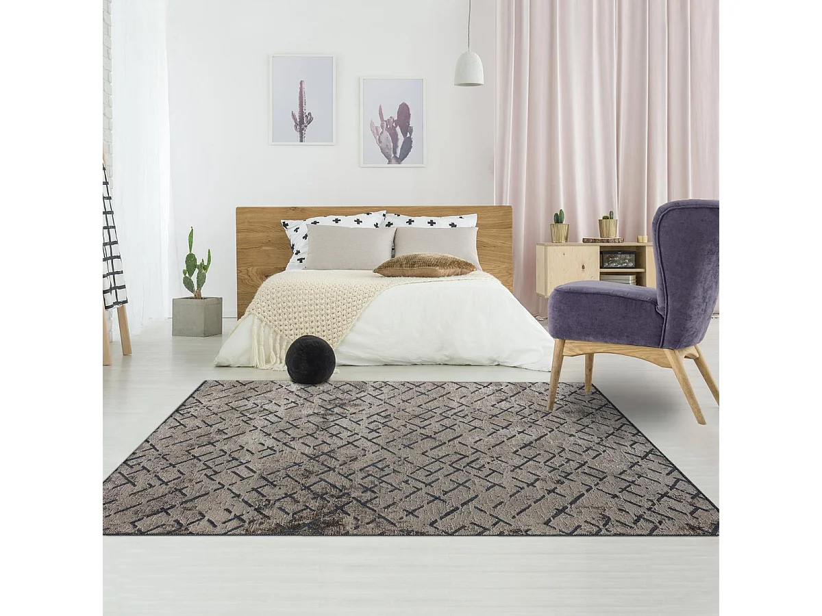 Tappeto Kilim 200x250 rettangolo intrecciato in cotone grigio modello semplice CRISTYEL